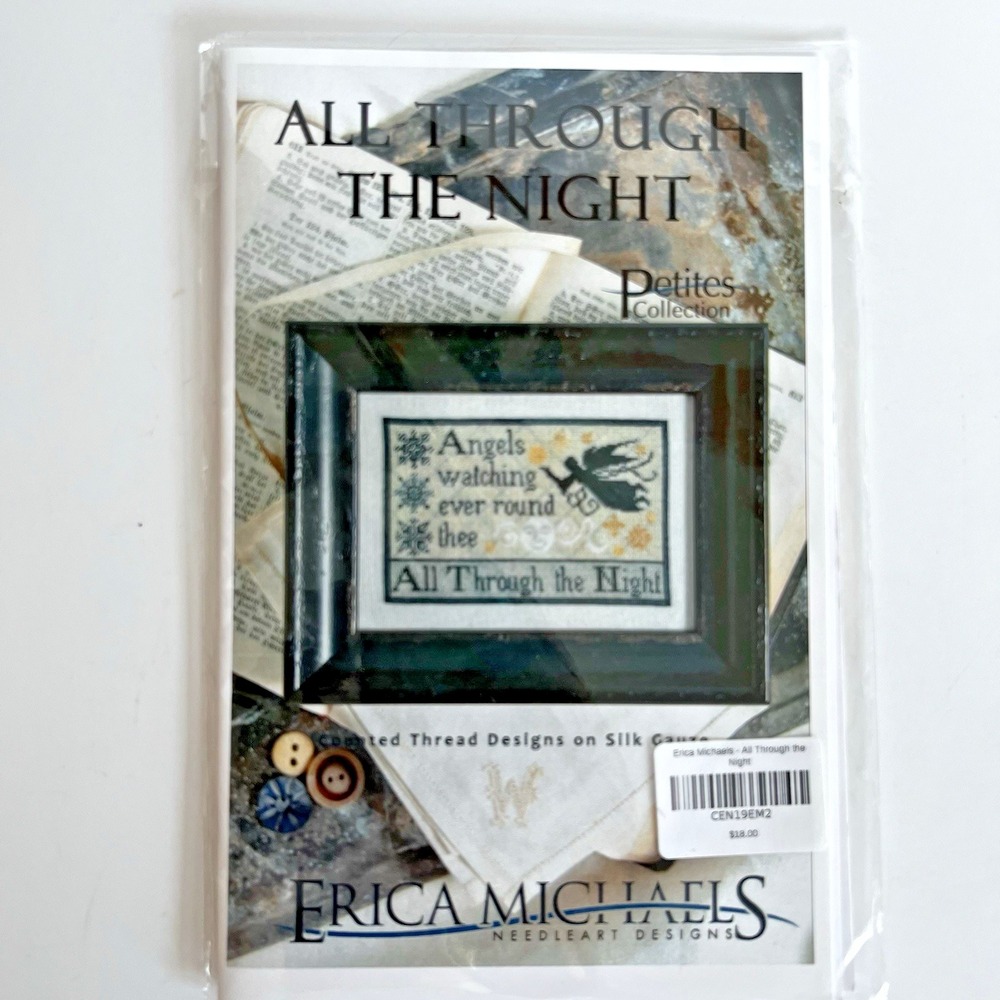 Erica Michaels ALL THROUGH THE NIGHT‎ Cross Stitch Charts with 40ct Silk Gauze